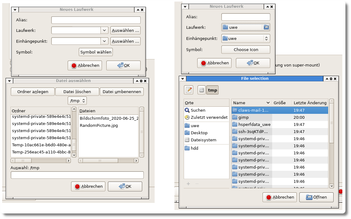 Datei-Auswahl Dialog beim erstellen eines neuen Laufwerks